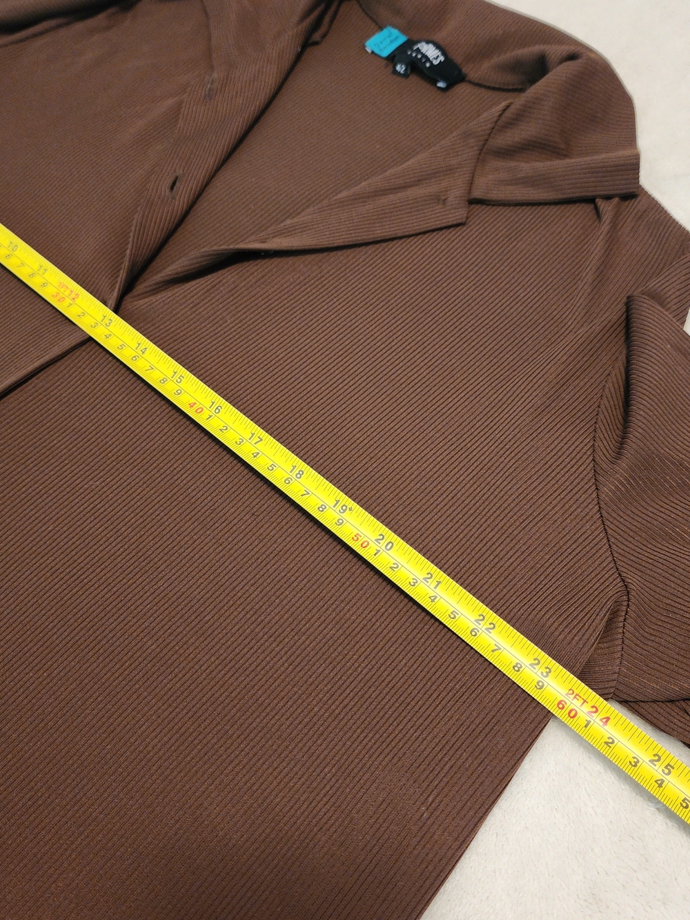 Relaxed Ribbed Button-Front Long Brown Top Dress Loungewear Size 42 - Picture 12 of 13
